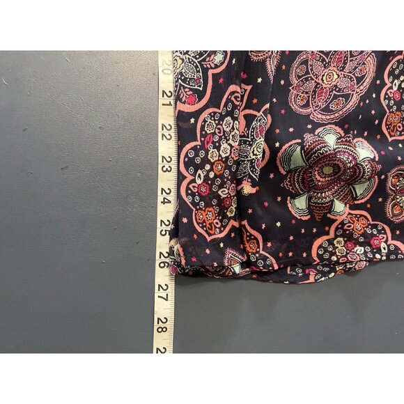 Lane Bryant Womens Floral Short Sleeve Navy Top Size 12 Boho Lagenlook - Picture 3 of 10